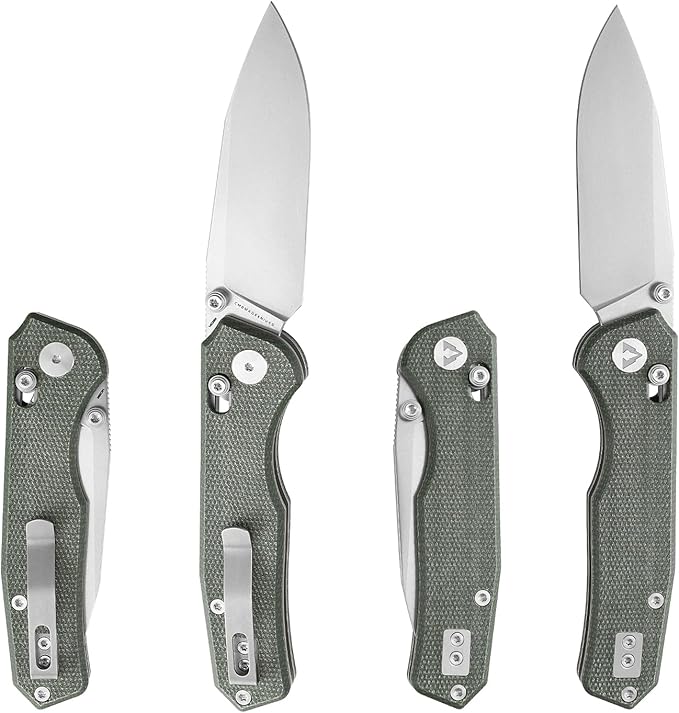 CMB Explorer Micarta Handle 14C28N Steel Blade Crossbar Lock Knife Pocket Folding Tactical Survival Camping Hiking Outdoors EDC Knife with Pocket Clip for Men Women CMB-18 (CMB-18A)