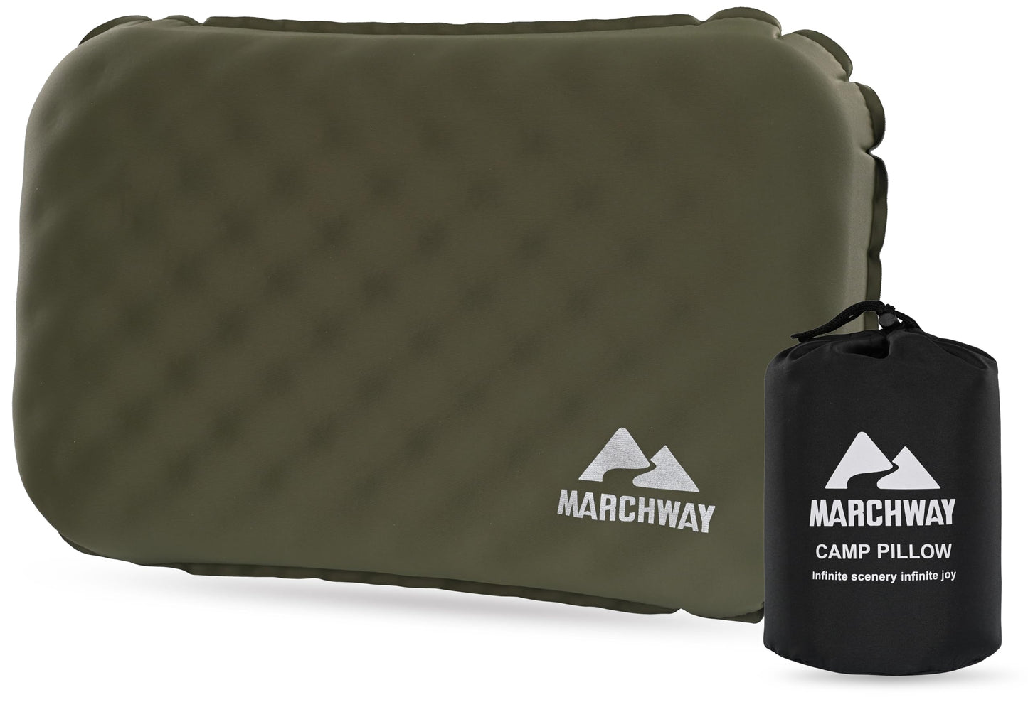MARCHWAY Inflatable Camping Pillow with Soft Foam Top & TPU Air Bladder, Dual-Sided Support for