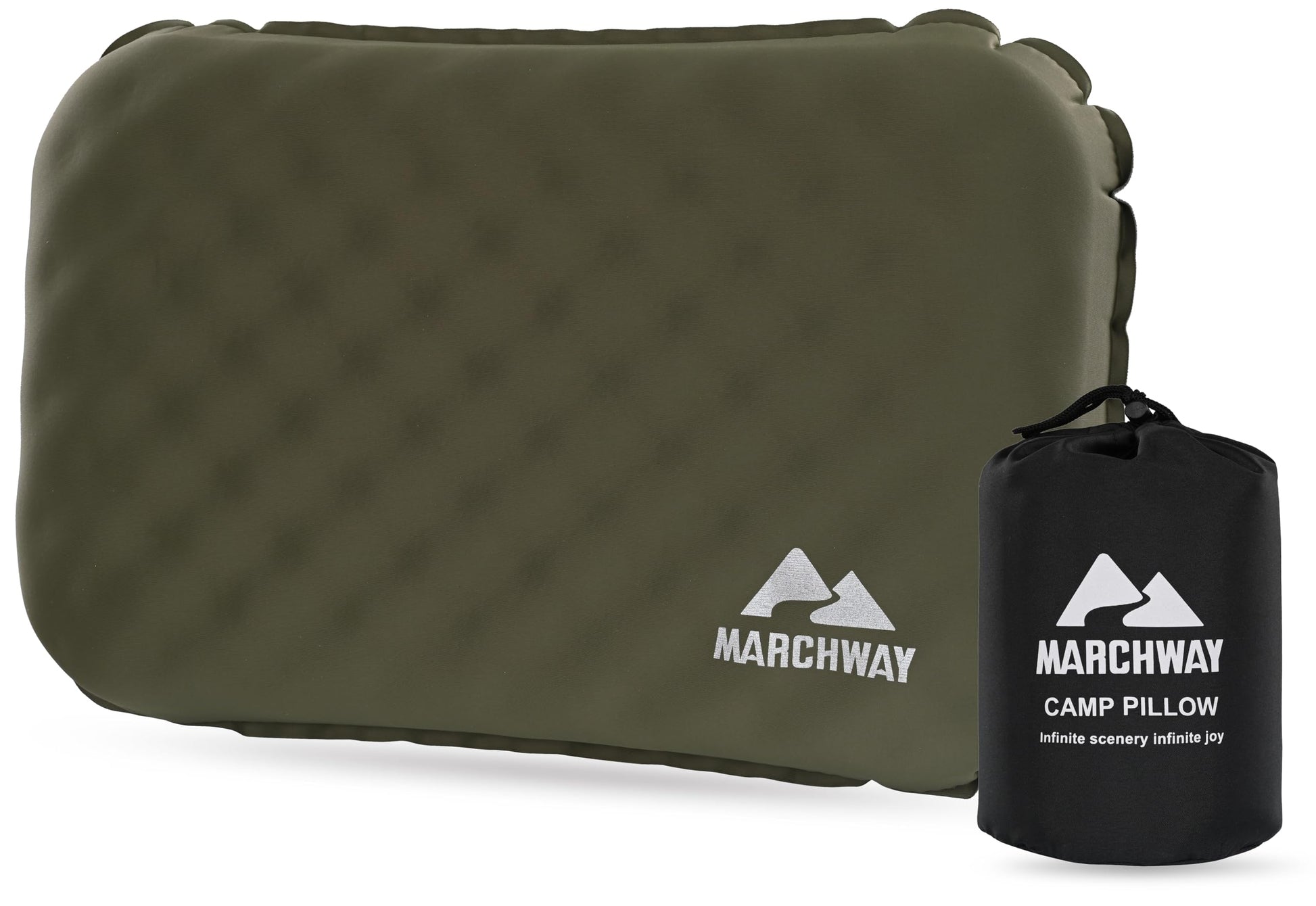 MARCHWAY Inflatable Camping Pillow with Soft Foam Top & TPU Air Bladder, Dual-Sided Support for