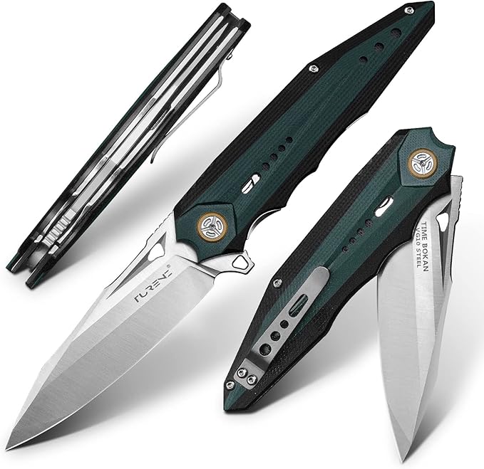 outdoors Folding Pocket Knife with 3.7in VG10Steel Blade,?�Mosaic type G10 Handle, Liner Lock, Titanium Clip, EDC Flipper Utility Knife for Hunting, Camping, Hiking and Fishing