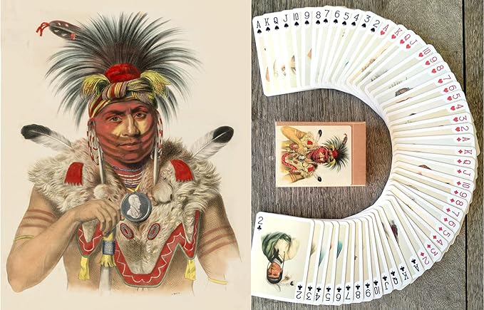 Indians Playing Cards (Poker Deck 54 Cards All Different) Vintage Retro Native American Portraits by Charles Bird King