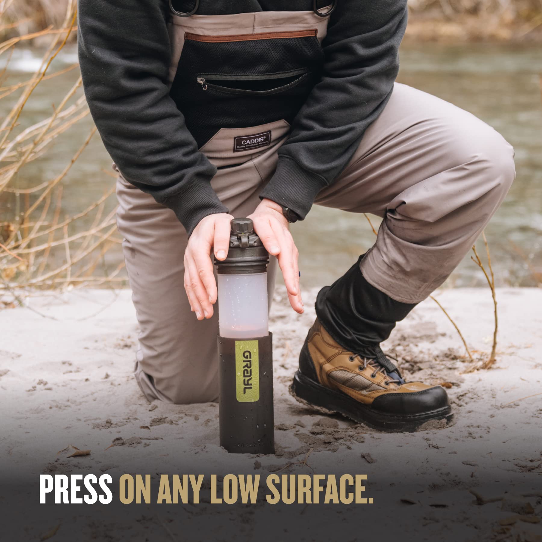 GRAYL GeoPress 24 oz Water Purifier & Water Filter Bottle, Black Camo