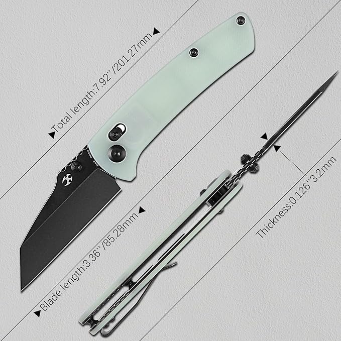 KANSEPT Main Street Pocket Folding Knife, 3.36''Black Ticn Coated 154CM Sharp Steel Blade, Jade G10 Handle with Axis Lock and Thumb Stud, Perfect Clip for Camping Hiking Fishing Everyday Carry T1015v7