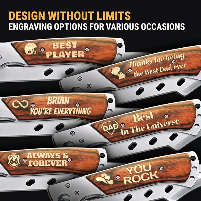 Custom Knife for Men and Women - Personalized Idea Gifts - Engraved Gifts for Dad Husband Boyfriend Wife Girlfriend - Customized Pocket Knives for Birthday - Best Unique Present 4172 PS