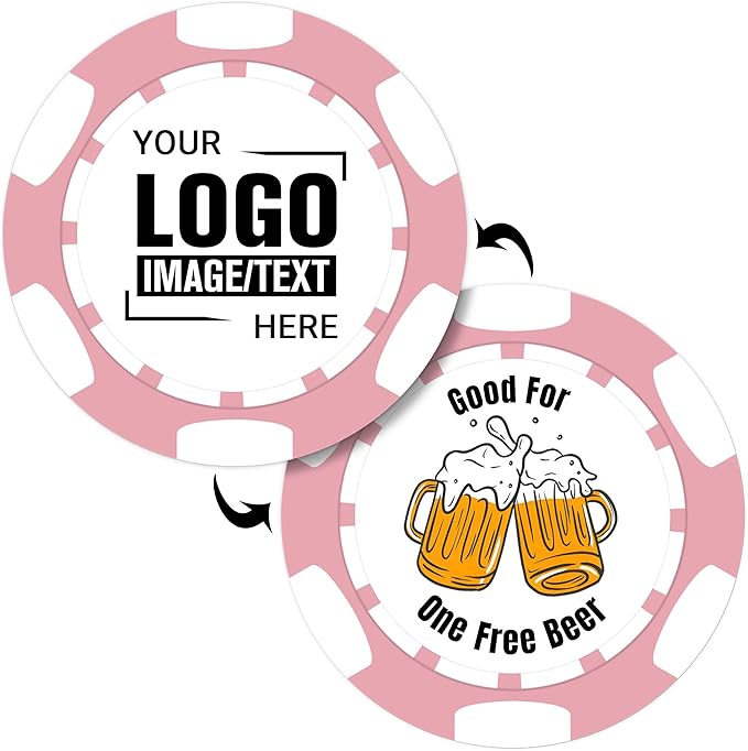 Custom Poker Chips 50 Pcs, Personalized Full Color Chips with Your Logo, Text, or Design, 11.5g Casino Chips for Gifts, Business Cards and Events