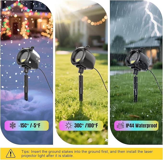 Halloween Christmas Laser Lights Projector Outdoor with 4 Dynamic Slides, 2-in-1 Moving RGB Firefly Laser Lights with Remote,Timer, Landscape Holiday Porjector for Window Wall Xmas Decor