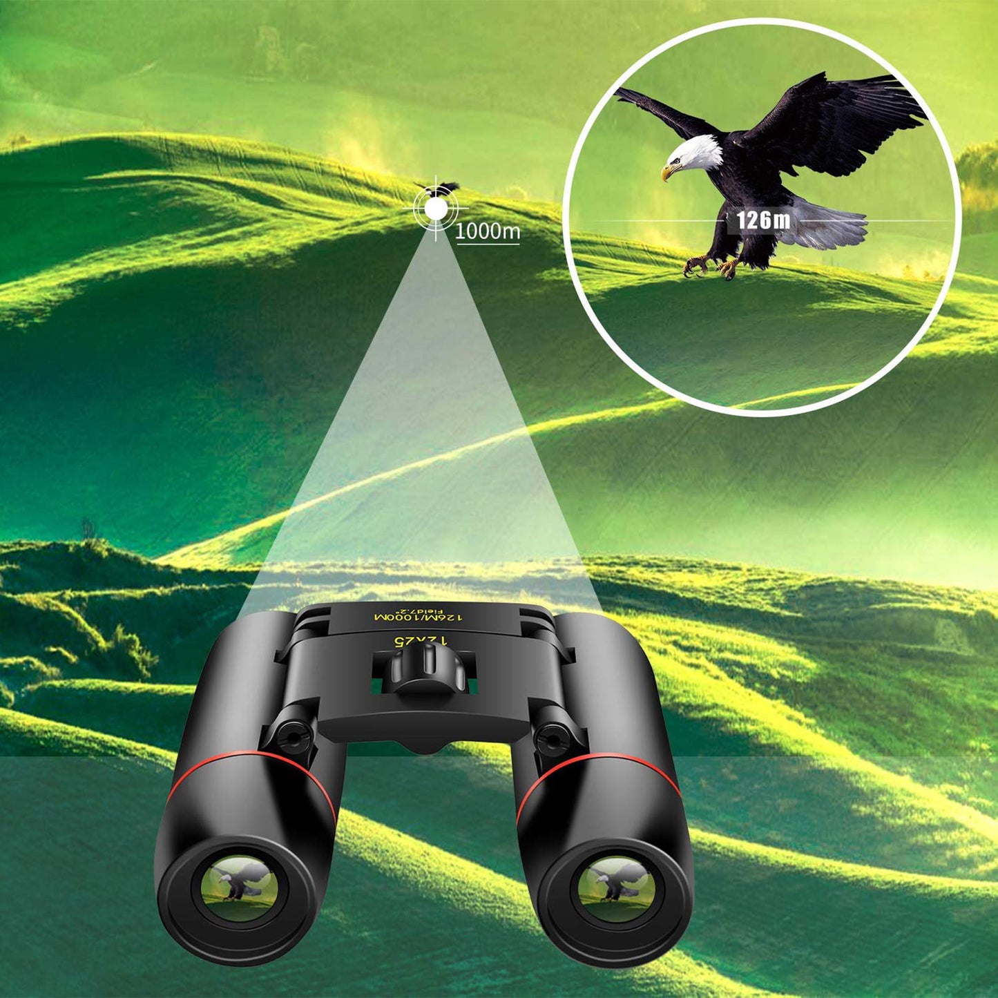 POLDR 12X25 Small Pocket Binoculars Compact for Adults