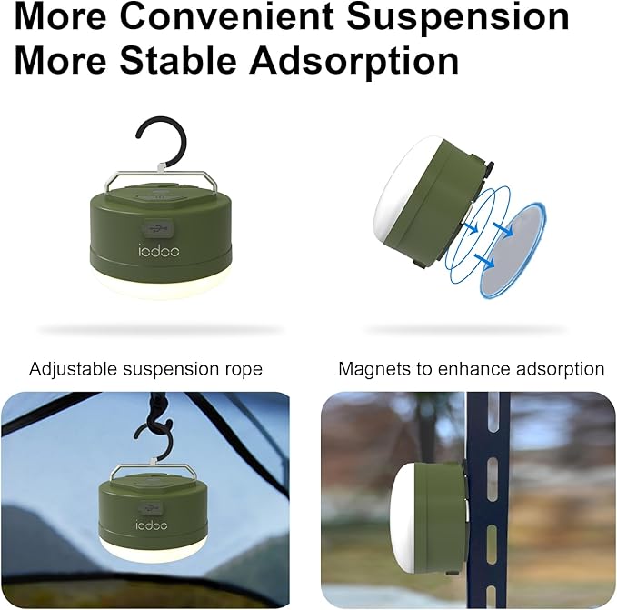 3000mAh 2000LM Rechargeable Camping Light , Warm/White/Nature/SOS 4Modes Brightness Stepless Adjust Camping Lantern Rechargeable Tent Light for Power Failure Emergency Survival Kits (2)