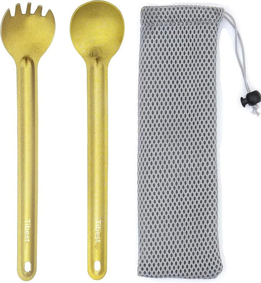 Titanium Spork Long Handle, Ultra Lightweight Camping Utensil for Backpacking Camping, Hiking, Outdoors