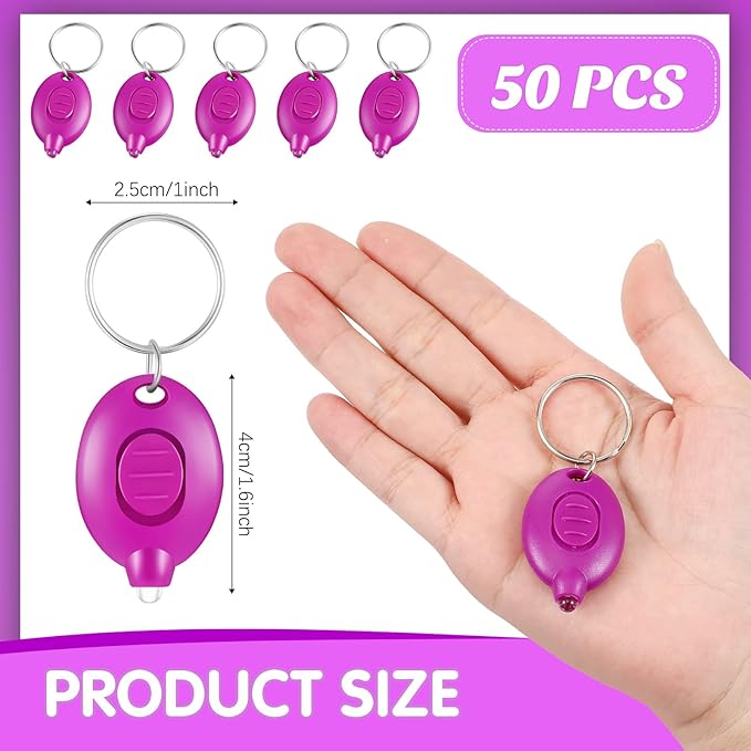 50 Pcs Mini UV LED Keychain Flashlight 395nm UV Light Black Light Keychain Flashlight Portable UV Keychain Flashlight for PET Urine Passport ID Card and Currency, UV Light Key Ring Light Torch