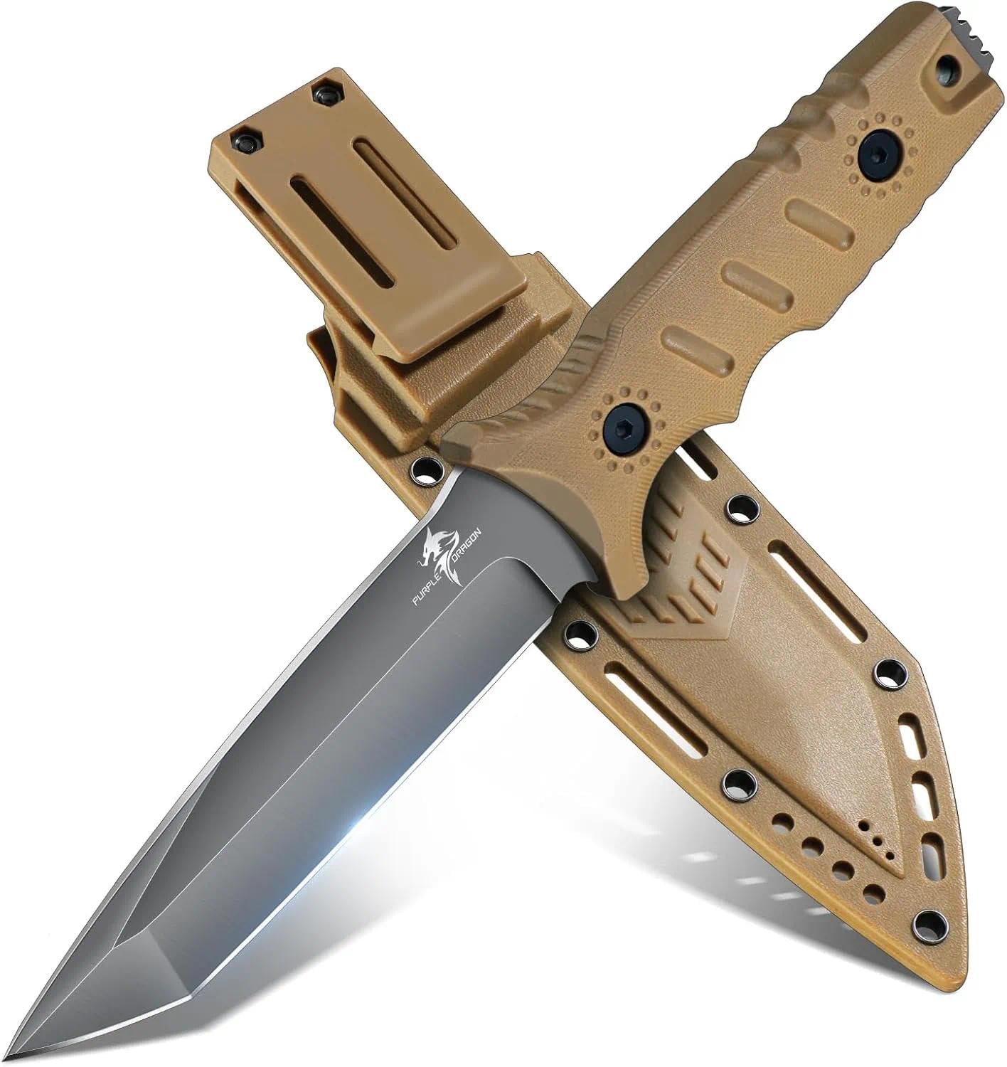 Purple Dragon Full Tang Fixed Blade Tactical Knife with Sheath
