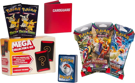 Pokémon Mega Collector's Kit: 100 Total Pokémon Cards | 5 Packs + 50 Cards (Includes 1 Holo-Foil Card) + Mini-Binder