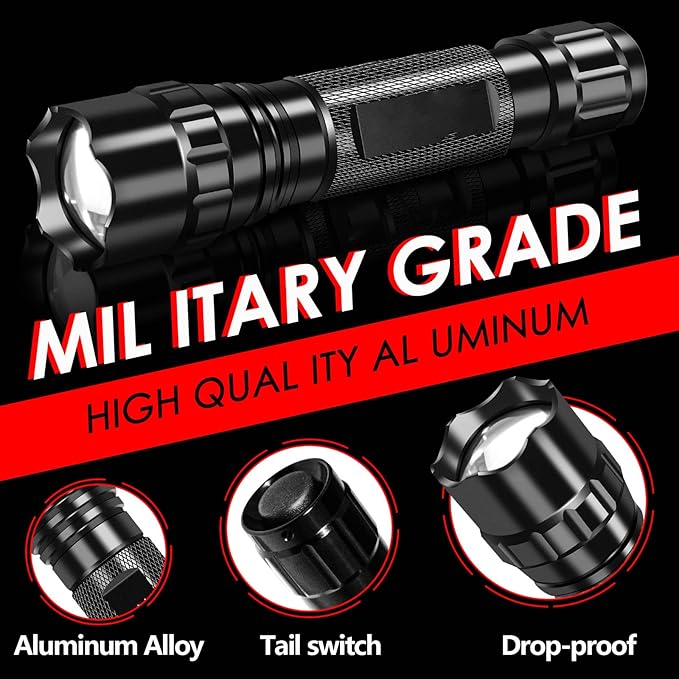 WINDFIRE Flashlights 1200 Lumens Tactical LED Flashlight 1 Mode High Powered Handheld Torch Water Resistant Portable with Holster Duty Belt Holder (Battery Not Included)