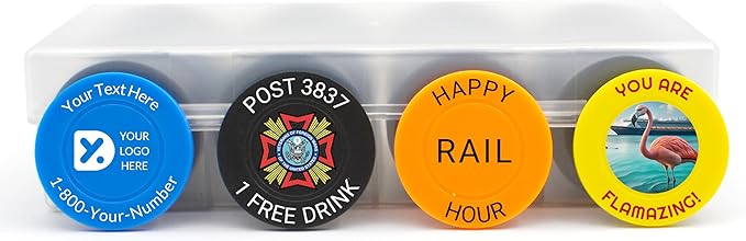 100 Custom Poker Chips, Personalized Full Color Logo Image Text on a Chip for Double Sided Print, Good for Beer Tokens in Bar,Golf Ball Mark,Drink Chips,Company Advertise