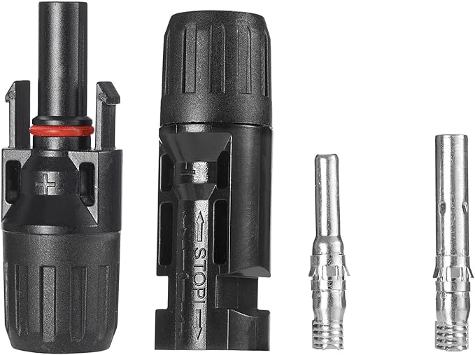 Solar Connectors Panels Kit, Solar Panel Cable Connectors Pins Connector Terminals Crimping Pliers Crimper Set (48PCS(24 Pairs) Solar Connectors)