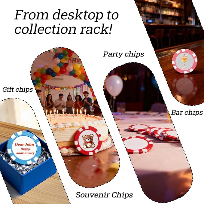 12 Grams Perfessional Customized Clay Poker Chips 30-500 PCS Personalized Casino Chips with Logo & Design 40MM Custom Casino Chips Custom Golf Ball Makers Chips(D)