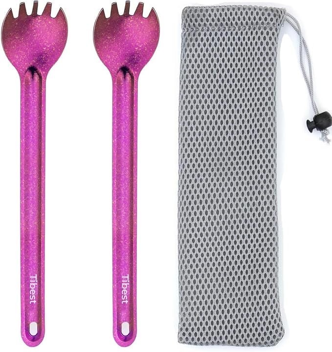 Titanium Spork Long Handle, 8.7" Camping Spork, Backpacking Spoon, Ultra Lightweight Camping Utensil for Backpacking, Hiking, Travel