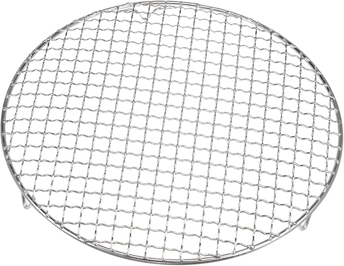 HARFINGTON Round Cooking Rack 11-inch 201 Stainless Steel Cross Wire Barbecue Grill Net with 20mm Legs for Cooking Baking Steaming BBQ