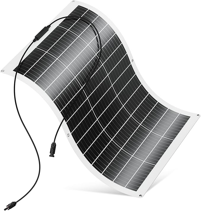 100W Flexible Solar Panel, 12V Monocrystalline Lightweight High Efficiency Bendable Mountable for RV Roofs Boats Camper Caravan Cabin Trailer Battery Charge Off- Grid System Uneven Surfaces