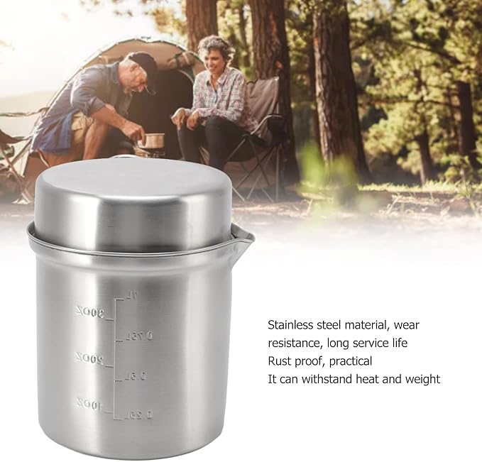 Camping Cookware Set, Stainless Steel Outdoor Wood Stove Cooking Pot Set for Outdoor Backpacking Camping Hiking Picnic