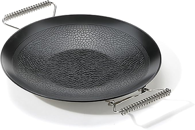 camping moon BBQ Grill Pan Dia 12.8-inch Round Griddle 3-Ply Composite Steel Nonstick Foldable Handle for Open Fire Gas Stove Outdoor & Indoor Use GRW-33F
