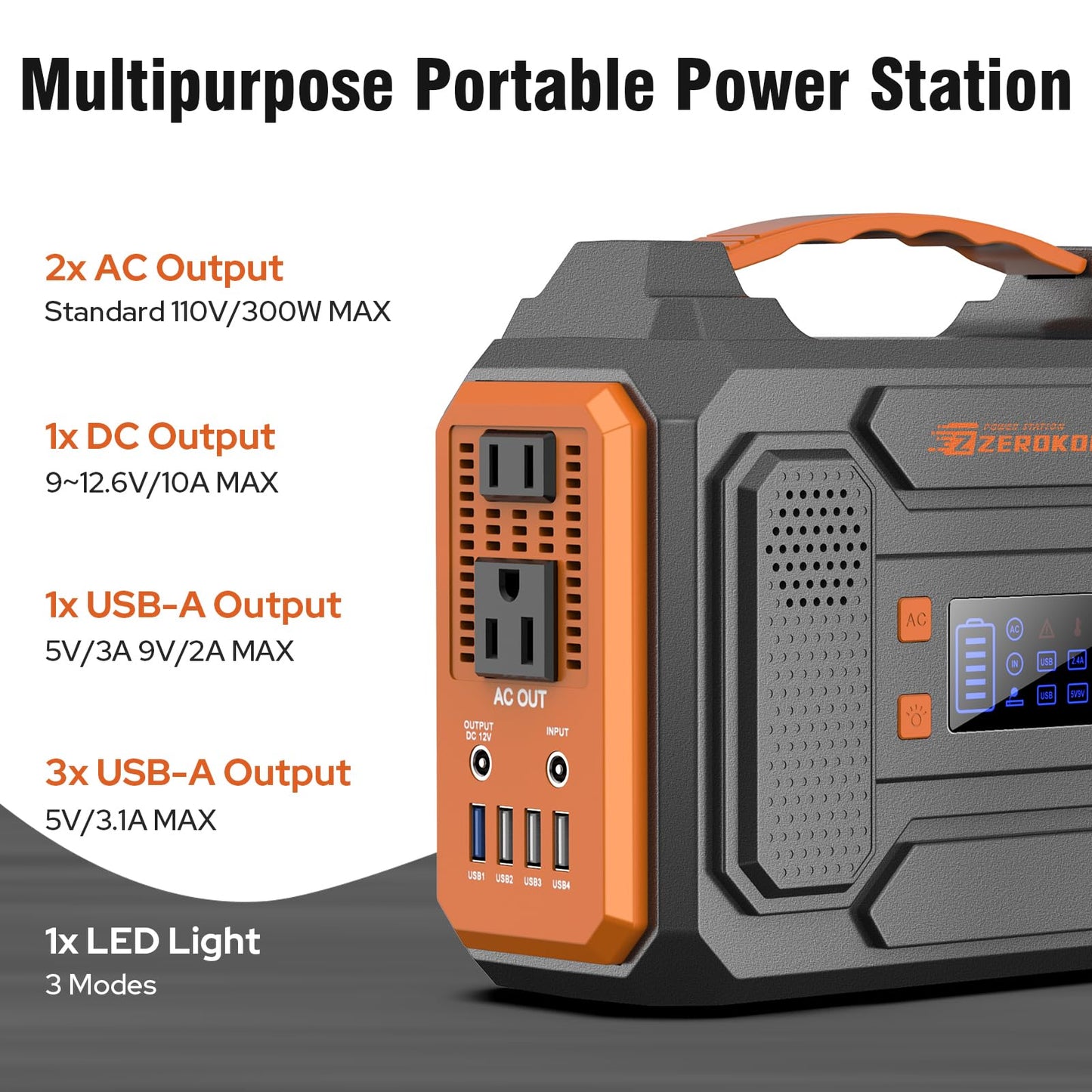 Portable Solar Generator 300W Portable Power Station with 60W Solar Panel