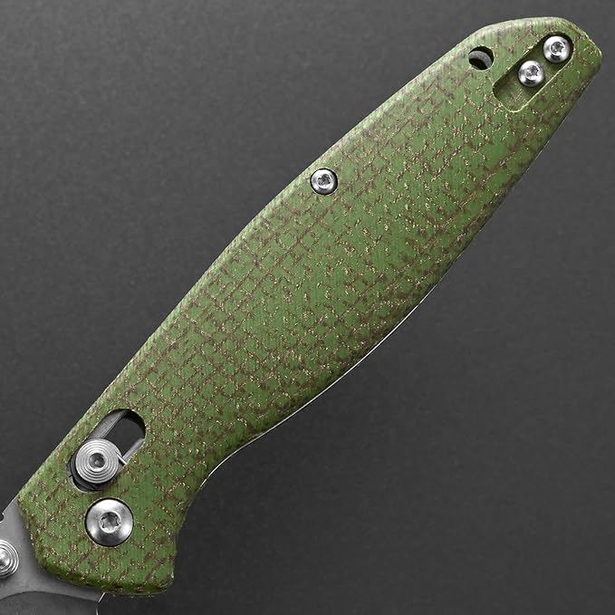 Eafengrow EF966 Folding Knife D2 Blade Micarta Handle with Pocket Clip EDC Tactical Knife thumb knobs Axis Lock EDC Multitool Knife (GREEN)