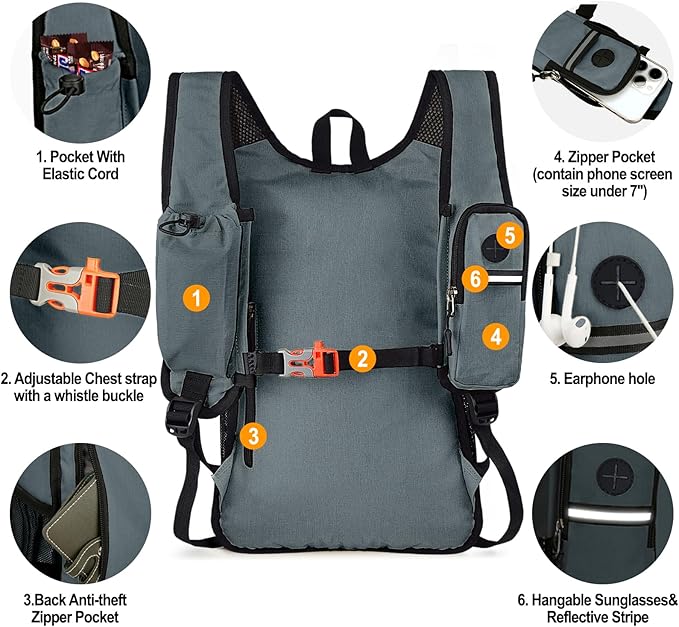 Seektop 15L Small Hiking Backpack for Women Men, Foldable Packable Backpack with Phone Pocket, Lightweight Travel Daypack for Hiking Camping Outdoor (Gray)