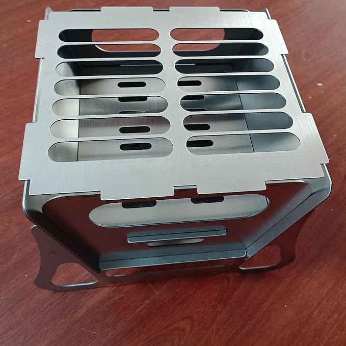 zeng Portable Stainless Steel Camping Grill ??Foldable BBQ Charcoal Grill for Outdoor Cooking, Camping, Picnics (7.87"x8.66"x7.68", 5 lbs)