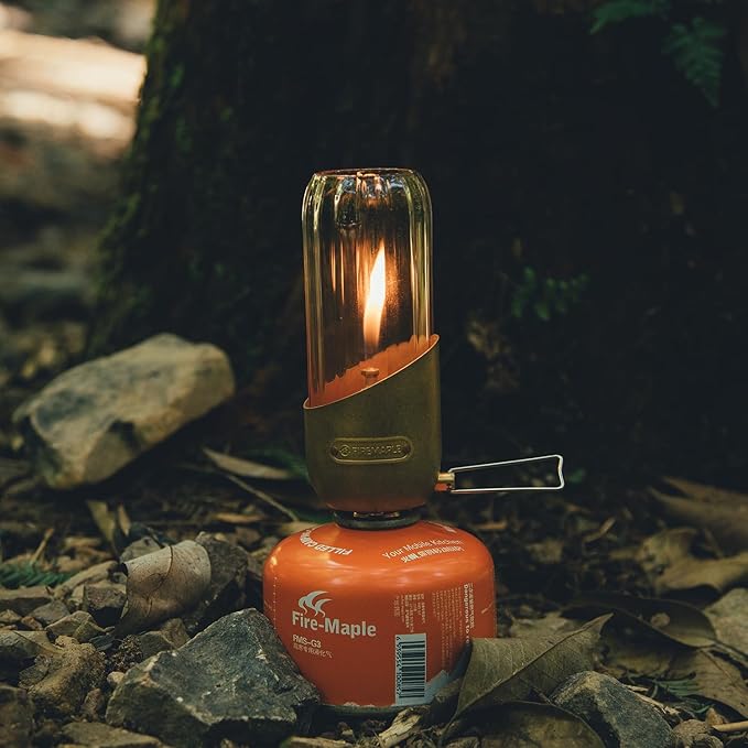 Fire-Maple Orange Camping Lantern Glass, Steel & Aluminum | Propane or Isobutane Fuel Canister Beautiful Lights | NO Mantles Needed | Propane Lanterns for Camping, Emergency Essential