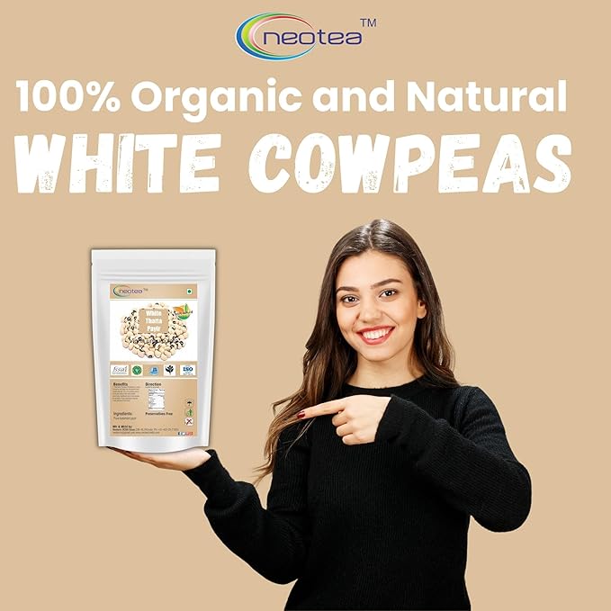 Neotea White Thatta Payir/Karamani Payir/Cow Peas, 250 GM | White Cowpeas | White Black-Eyed Peas | All Natural | Vegan | Kosher | Gluten Friendly | 8.81 OZ