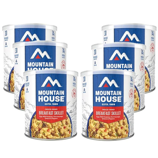 Mountain House Freeze Dried Breakfast Skillet #10 Can ??8 Servings per Can ??Gluten-Free ??30-Year Shelf Life ??Emergency, Survival, Camping, Hunting & Backpacking Canned Food ??Pack of 6
