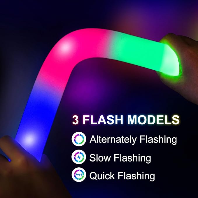 260 PCS Glow in the Dark Party Supplies, New Year Party Favors - 20 Foam Glow Sticks, LED Glasses, Bunny Ear Headbands and 200 Glow Sticks for Kids or Adults