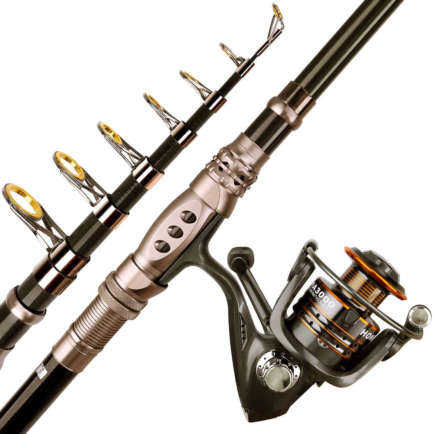 PLUSINNO Fishing Rod and Reel Combos Carbon Fiber Telescopic Fishing Rod with Reel Combo Sea