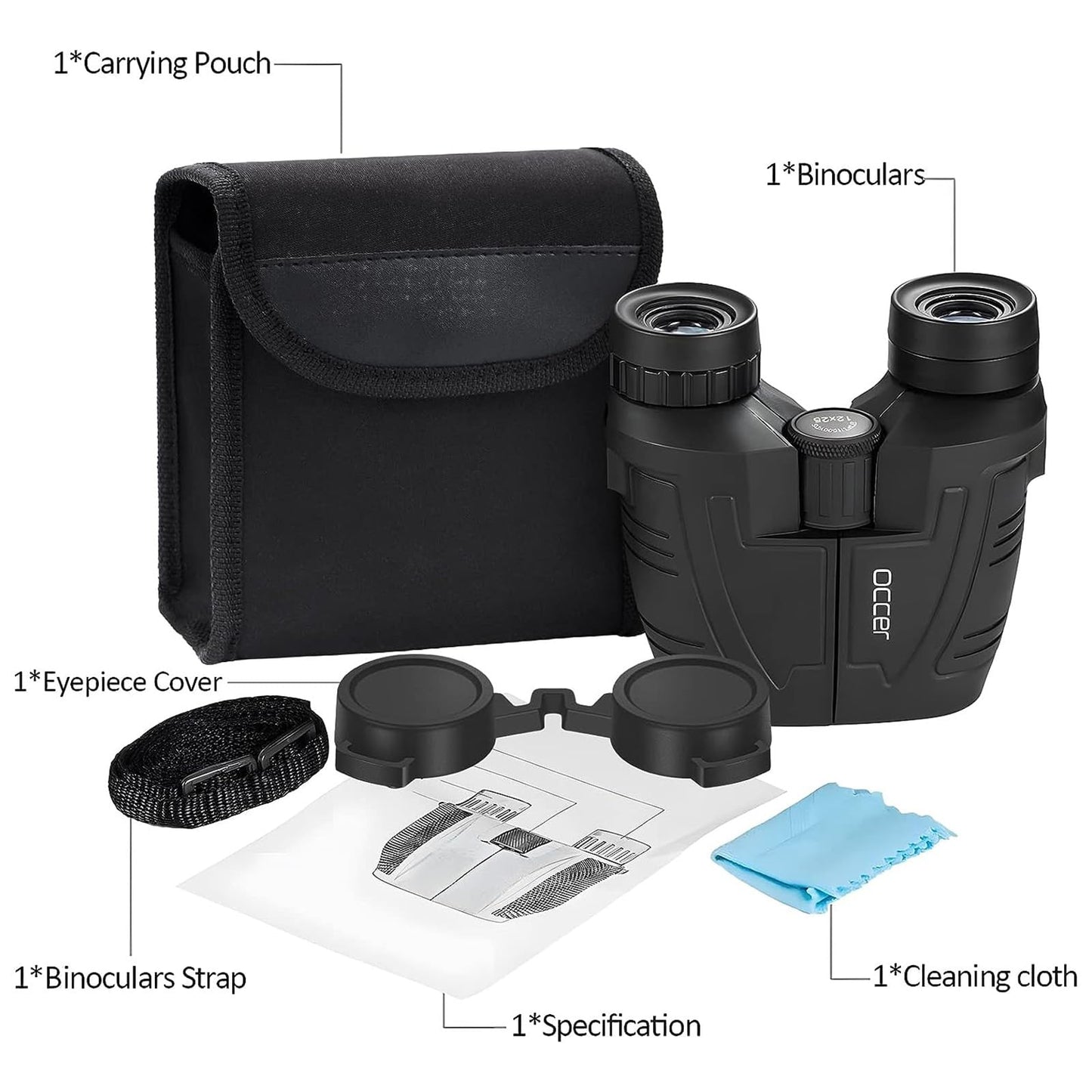 Occer 12x25 Compact Binoculars for Adults and Kids