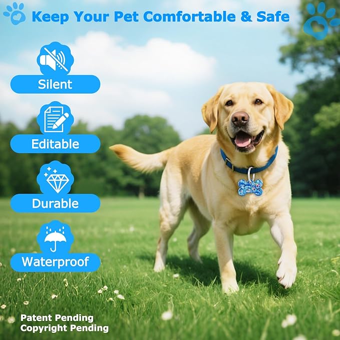 Resin Dog Tags Personalized for Pets with QR Code, Silent Online Editable Pet ID Tags for Medium to Large Breeds Dogs Cats, Scan Alerts & Send Location, No App No Subscription Fee, Hand Made (1.5*1")