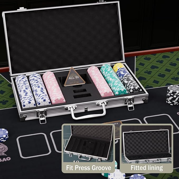 300pc Poker Sets with case Numbered Poker chip Set with denominations Values Casino Chips for