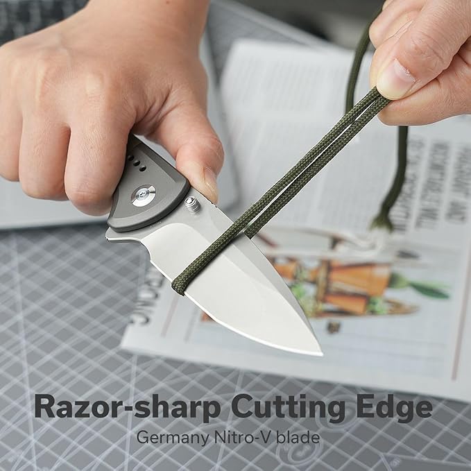 CIVIVI Folding Pocket Knife, Sentinel Strike II Utility Knife with Glass Breaker, 3.7" Nitro-V Blade Aluminum Handle, EDC Knife for Outdoor Survival Hunting Hiking Camping C22025D-2, Green