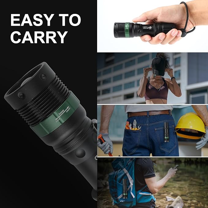 ULTRAFIRE 2pc 11-Inch Signal Traffic Wand Safty LED Flashlight 250 Lumen, Red Flashing Mode, Wrist Strap Lanyard, Side Clip, Orange Finish for Kids Outdoor Camping