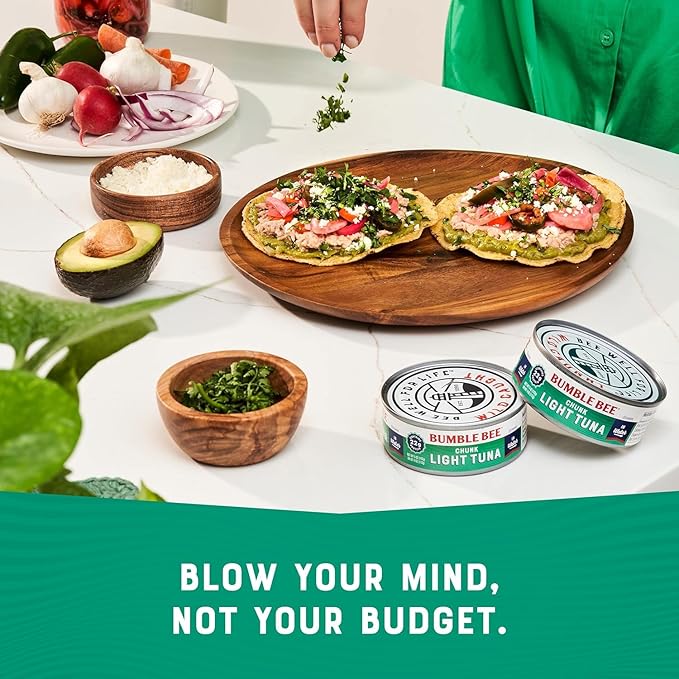 Bumble Bee Chunk Light Tuna In Water, 3 oz Cans (Pack of 3) - Wild Caught Skipjack Tuna - 12g Protein Per Serving - MSC Certified Sustainable Seafood, Non-GMO, Gluten Free, Kosher