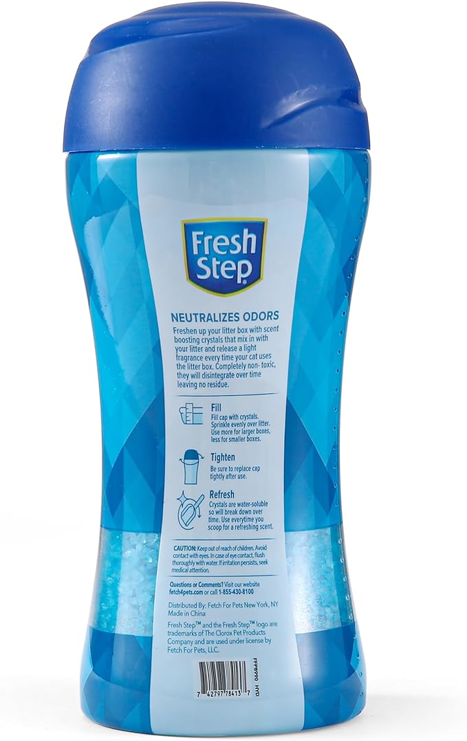 Fresh Step Cat Litter Crystals in Fresh Scent - Cat Litter Box Deodorizer - Combats Odors and Neutralizes Smells to Keep Your Home Clean, 15 Ounce - 3 Pack