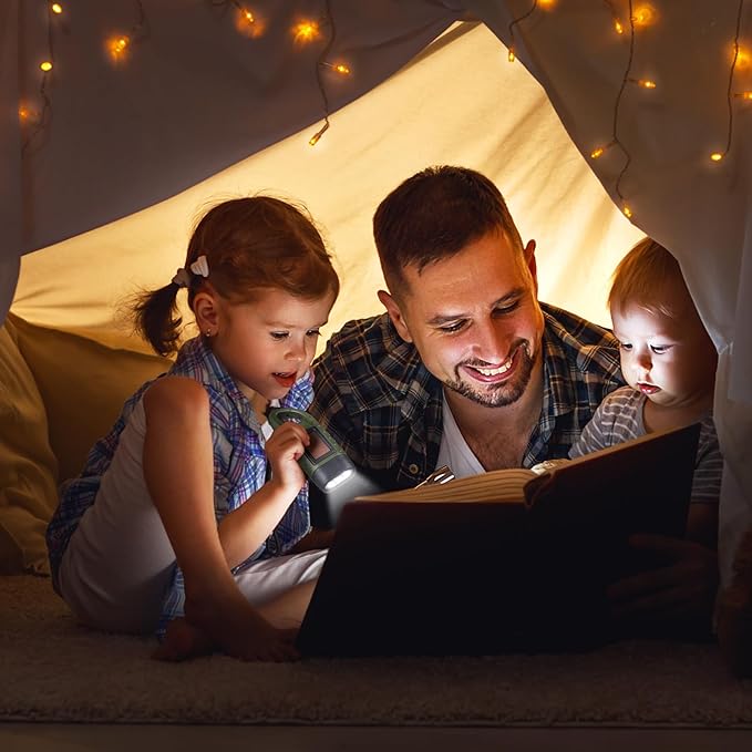 Mudder 4 Pack Hand Crank Solar Powered Flashlight Emergency Rechargeable Led Flashlight Survival Gear Self Powered Charging Torch for Hiking Backpack Camping Safety Emergency Pack (Green, Black)