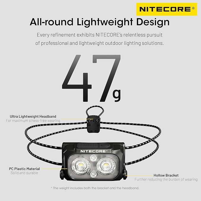 Nitecore NU25 MCT 400 Lumen Ultra Lightweight Multiple Color Temperatures Outdoor Headlamp USB-C Rechargeable Headlight Tag (Ultra Lightweight Headband)