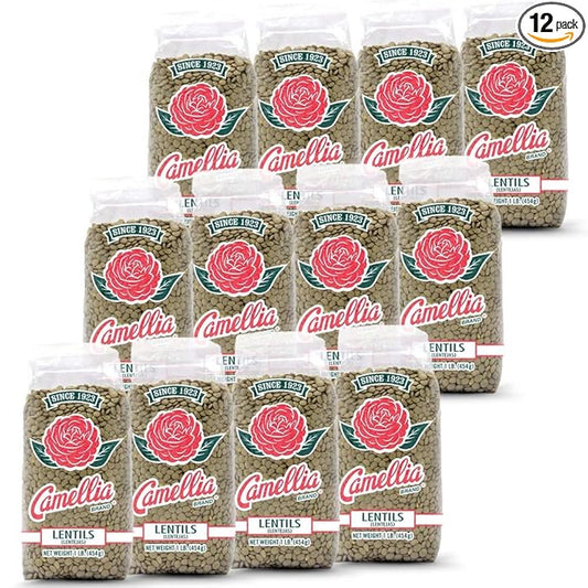 Camellia Brand Dried Lentils – Premium Non-GMO Dry Lentils Peas, High Protein Plant-Based Food for Soups, Stews, Salads, Curries, Beans, Meal Prep, and Healthy Vegetarian & Vegan Cooking, 1 Pound (Pack of 12)