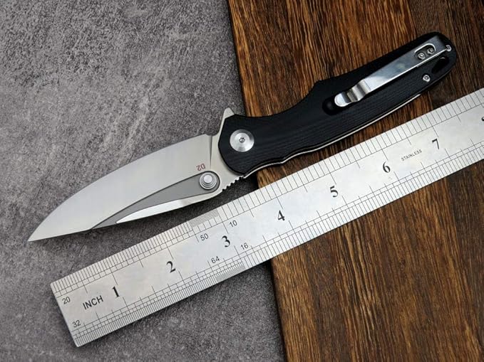 Eafengrow EF967 Pocket Folding Knife G10 Handle D2 Blade EDC Tactical Knife for Outdoor Camping Hiking(Black)