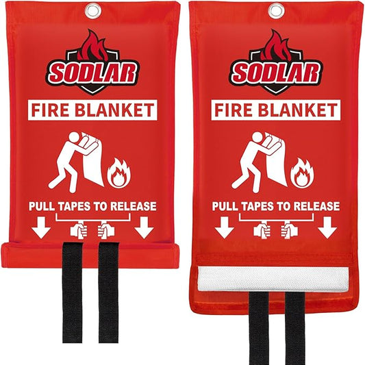 Fire Blanket Emergency for Home Kitchen - 40"x40" Fireproof Safety Protection Fiberglass Flame Retardant Blankets Survival Essential Kit for Outdoor Camping House Car Fireplace Grill BBQ - 2 Pack