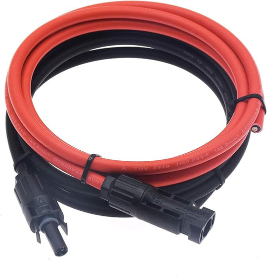 1 Pair Black + Red 10AWG(6mm²) Solar Panel Extension Cable Wire Connector Solar Adaptor Cable with Female and Male Connectors (5 FT) …