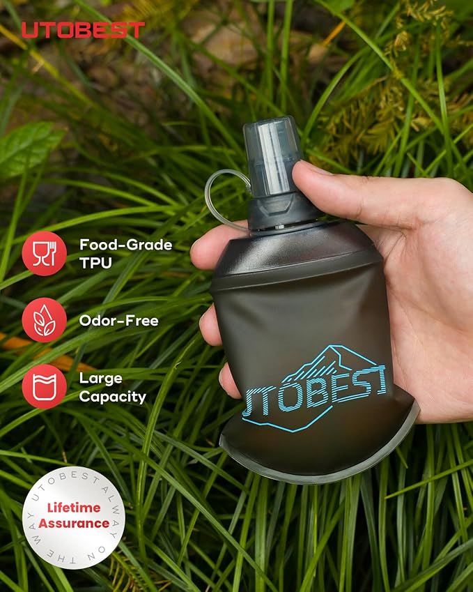 Soft Flask, 1 Pack Flexible TPU Hydration Water Bottle, Collapsible for Running, Hiking, Cycling, Climbing, and Marathon