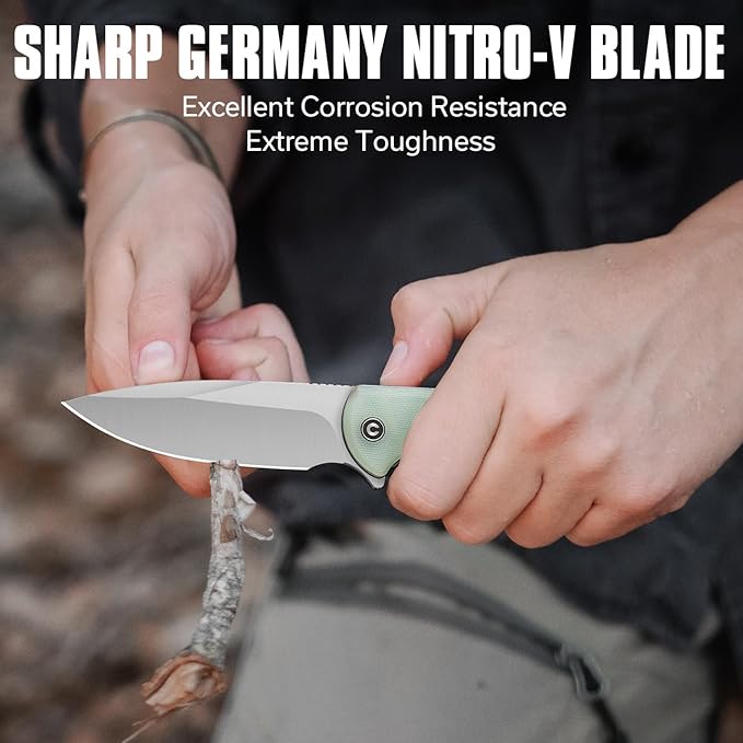 CIVIVI Primitrox Folding Knife for EDC, Flipper Pocket Knife with 3.48" Nitro-V Blade G10 Handle for Everyday Carry C23005A-1