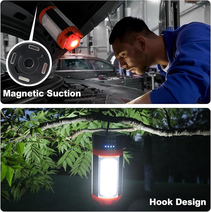 Camping Lights, Portable Rechargeable LED Camping Lantern with 5 Lighting Modes - Telescopic Light with Tripod Work Light, Detachable Flashlight Light for Emergency, Power Outages, Hiking